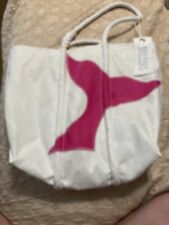 SACOS MARÍTIMOS Maine Lg Tote, Pano de Vela Reciclado Cauda de Sereia/Golfinho, Branco e Rosa comprar usado  Enviando para Brazil