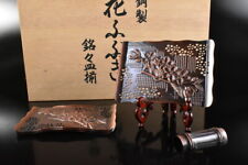 M2301: Escultura japonesa de flor de cobre PRATO/PRATO 4 peças, com caixa assinada comprar usado  Enviando para Brazil