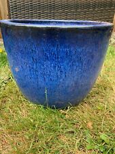 Large Heavy Cobalt Blue Glazed Garden Plant Pot / Planter. 32cm., used for sale  ASCOT