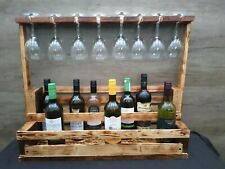 Handmade Wooden Wine Rack Holds 12 Bottles 7 Wine Glasses Homemade Rustic  for sale  Shipping to South Africa