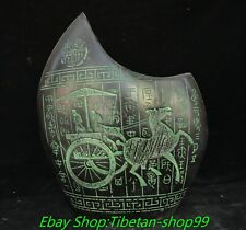 Vaso de vinho recipiente carrinho puxador cavalo inscrição bronze chinês antigo 11,4", usado comprar usado  Enviando para Brazil
