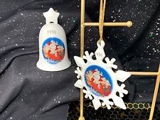 Dreamsicles "Santa in Dreamsicle Land 1996" Bell & Snowflake Ornament, Exc Cond for sale  Galena