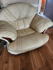 Cream leather settee for sale  LINCOLN