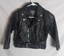 Usado, Jaqueta de motociclista de couro preta placa diamante infantil tamanho 6/7 comprar usado  Enviando para Brazil