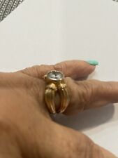 925 Sterling Silver Gold Plated Clear Cubic Zirconia  Ring Size 7 for sale  Shipping to South Africa