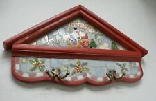 Vintage Christmas 4 Stocking Holder Wall Rack Wood & Mosaic Tile 20x12 for sale  Shipping to South Africa