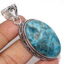 Blue Apatite 925 Silver Plated Vintage Pendant 2.1" Exquisite Jewelry GW for sale  Shipping to South Africa