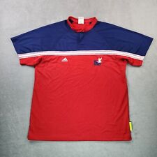 Camisa de rugby Adidas EE. UU. para hombre XL roja azul blanca Henley manga corta logotipo tirón segunda mano  Embacar hacia Argentina