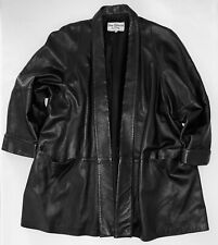 Mint Vtg 80s Dero by Rocco D'Amelio Black Leather Shawl Open Front Coat XXL 2XL for sale  Shipping to South Africa