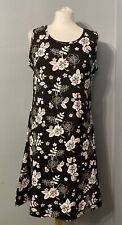 Damart Size 14 Black Floral Knee length Sleeveless Cotton Dress for sale  Shipping to South Africa