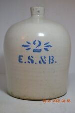 Primitive E.S. & B. Salt Glazed Stoneware "2" One Handle  Jug   New Brighton PA for sale  Shipping to Canada