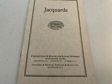 1932, Crompton & Knowles Loom Works - Máquinas Jacquards, instrucciones, maestro segunda mano  Embacar hacia Argentina