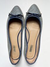 Sapato plano de balé feminino AREZZO tamanho 9 listrado azul e branco com laço casual comprar usado  Enviando para Brazil
