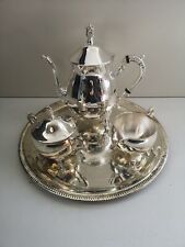 Vintage 4 Piece Silver Plated Tea Set - Tray, Teapot, Sugar Bowl, Milk Jug for sale  Shipping to South Africa