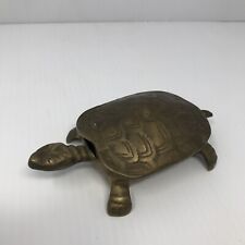 Vintage Cast Brass Turtle Ashtray or Lidded Trinket Box for sale  Shipping to South Africa