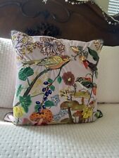 NOVO travesseiro bordado Nathalie Lete para pássaros Anthropologie, flores 18x18”, usado comprar usado  Enviando para Brazil