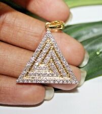 1.48Ct Round Cut Simulated Diamond Triangle Shape Pendant 14k Yellow Gold Plated, used for sale  Shipping to South Africa