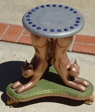 Banco de mesa triangular raro vintage arte popular gatos siameses ratos madeira esculpida comprar usado  Enviando para Brazil