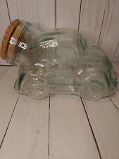 Vintage Glass Volkswagen VW Beetle Cookie Candy Jar Canister Cork Lid for sale  New Boston