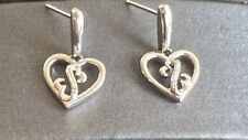 Jane Seymour Sterling Silver Heart Diamond Open Heart Dangle Drop Earrings  for sale  Anaheim