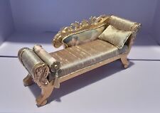 1:12 Dolls House Artisan Chaise Longue/Daybed Rococc Style 2x Cushions Gold Silk for sale  Shipping to South Africa