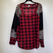 Blusa túnica feminina Cato manga longa malha waffle 22/24 vermelha, preta chita comprar usado  Enviando para Brazil