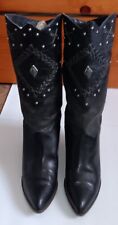 Botas Vintage Nine West Western Para Mujer Talla 8 Cuero Cosidas Tacón de Vaquero, usado segunda mano  Embacar hacia Mexico