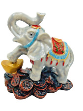Feng Shui Elephant Money Wealth Lucky Colorful Coins Trunk Up Figurine 3 inch for sale  Shipping to South Africa