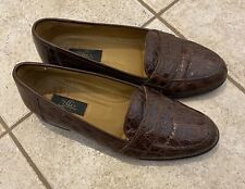 Used, $995 Zelli Genuine Crocodile Brown Mens Penny Loafers Made in Italy Size 8 Med for sale  Shipping to South Africa