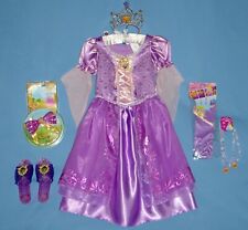 VESTIDO DISNEY RAPUNZEL-meninas 4-6X-colar-tiara-arco de cabelo/trança-luvas-sapatos- LOTE-7 comprar usado  Enviando para Brazil