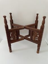 Base de mesa/soporte para plantas de madera plegable estilo persa marroquí tallado vintage segunda mano  Embacar hacia Argentina
