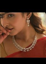 Collar étnico indio chapado en oro Bollywood AD Joyería Pendientes de novia Set segunda mano  Embacar hacia Mexico