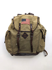 Mochila militar RALPH LAUREN rugby EUA patch lona e couro - Bege comprar usado  Enviando para Brazil