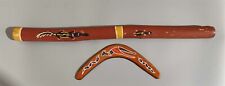 Hand Painted Australian Oboriginal Digeridoo (66cm) & Boomerang Decorative Art for sale  Shipping to South Africa