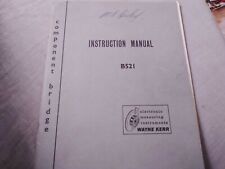 B521 instruction manual for sale  CHIPPENHAM
