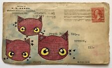 original pop surrealism ink watercolor on 1898 sent mail cat kitten kitty art segunda mano  Embacar hacia Argentina