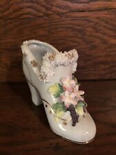 Porcelana Senhoras Sapato Salto Alto Com Flores Aplicadas bordas branco revestido de açúcar comprar usado  Enviando para Brazil