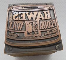 Vintage Printing Letterpress Printers Block Hawes Floor Wax Can for sale  Shipping to South Africa