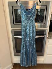 Vestido longo formal lantejoulas azul celeste fit & flare concurso de formatura tamanho 0 comprar usado  Enviando para Brazil