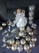 Christmas Silver & White Bauble/tree decoration Bundle  for sale  BURY ST. EDMUNDS