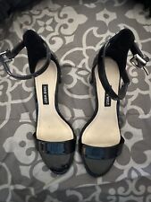 Nine West Strappy Heels Shoes Womens Size 6 Black Patent Open Toe for sale  Shipping to South Africa