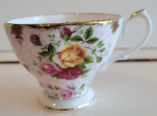 Royal Albert Old Country Roses Pink Lace Footed Tea Mug England Gold 1962 6 OZS for sale  Shipping to South Africa