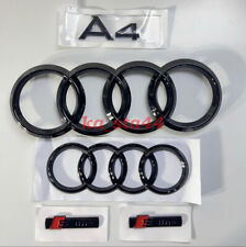 Usado, Juego completo de emblema de insignias negras brillantes para Audi A4 (parrilla y anillo trasero, A4, 2 líneas segunda mano  Embacar hacia Argentina