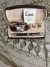 Limit watch gift set inc rectangle watch pen cufflinks in faux leather case, used for sale  Shipping to South Africa