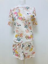 Womens Pyjamas Pjs Ex M&S Cream Tropical Print Short Sleeve Shorts 8 20 rrp £19 for sale  Shipping to South Africa