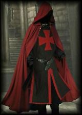 Caballero Templario Medieval Capa y Tabard Sin mangas Negro y Rojo Mejor Disfraz de Halloween segunda mano  Embacar hacia Argentina