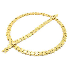 Women's Stainless Steel Big 11mm Wide Hugs & Kisses XOXO Necklace Bracelet Set for sale  Rego Park