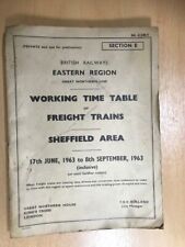 British Railways Eastern Region Working Time Table Sheffield Area Freight 1963 for sale  LYDNEY