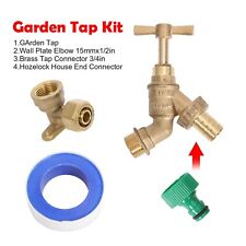Outside Tap Kit With Brass Wall Plate Elbow / Backplate & Garden Hose Fitting for sale  UK