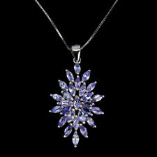 Marquise Blue Tanzanite 4x2mm Gemstone 925 Sterling Silver Jewelry Necklace for sale  Shipping to South Africa